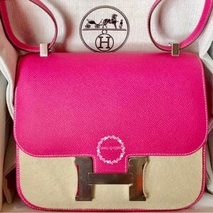 Hermes hot Pink epsom leather Constance shoulder Bag authentic new NIB